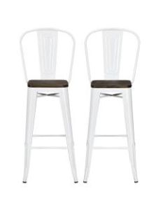 DHP Luxor Metal Bar Stools, White, Set Of 2