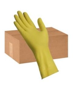 Tradex International Flock-Lined Latex General Purpose Gloves, Large, Yellow, 24 Per Pack, Case Of 12 Packs