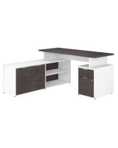 Bush Business Furniture Jamestown L-Shaped Desk With Drawers, 60inW, Storm Gray/White, Standard Delivery