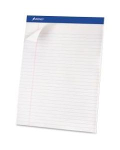 Ampad Basic Micro Perforated Writing Pads, 50 Sheets, Stapled, Wide Ruled, 8 1/2in x 11 3/4in, White Paper, Pack Of 12