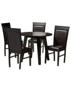 Baxton Studio Miya Dining Set, 29-15/16inH x 35-7/16inW x 35-7/16inD, Dark Brown