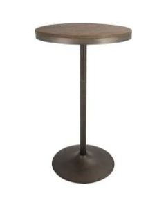 Lumisource Dakota Industrial Adjustable Bar/Dinette Table, Round, Antique/Brown