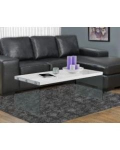 Monarch Specialties Coffee Table With Glass Base, Rectangle, Glossy White