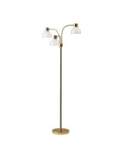 Adesso Presley 3-Arm Floor Lamp, 69inH, Clear Shade/Shiny Gold Base
