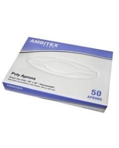 Ambitex Heavyweight Polyethylene Aprons, 28in x 46in, White, Box Of 50