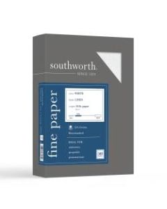 Southworth 25% Cotton Linen Business Paper, 8 1/2in x 11in, 24 Lb, 55% Recycled, FSC Certified, White, Box Of 500