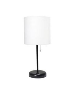 LimeLights Stick Lamp With USB Port, 19-12inH, White Shade/Black Base