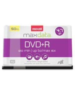 Maxell DVD+R Recordable Media Spindle, 4.7GB/120 Minutes, Pack Of 50