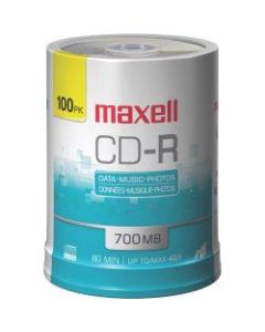 Maxell CD-R Media Spindle, 700MB/80 Minutes, Pack Of 100