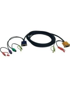 Tripp Lite 10ft VGA / PS2 / Audio Cable Kit for B006-VUA4-R KVM Switch - 10 ft - 1 x HD-15 Male VGA, 2 x Mini-phone Male Stereo Audio - 1 x HD-15 Male VGA, 2 x Mini-DIN (PS/2) Male Keyboard/Mouse, 2 x Mini-phone Male Stereo Audio - Shielding - Dark Gray"