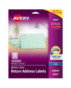 Avery(R) Easy Peel Return Address Labels, 1/2in x 1-3/4in, Matte Clear, Pack Of 800 Labels