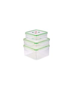Kinetic Fresh Food Storage Container Set, 6 Piece Set, 16 Oz./20 Oz./43 Oz., Clear/Green