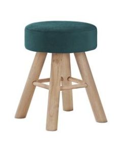 Monarch Specialties Shellie Velvet Ottoman, Turquoise/Natural