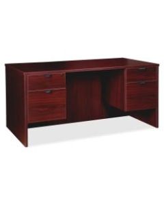 Lorell Prominence 2.0 3/4 Double Pedestal Desk, 60inW x 30inD, Mahogany