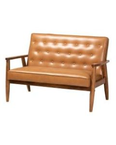 Baxton Studio Sorrento Loveseat, Walnut Brown/Tan