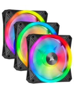 Corsair iCUE QL120 RGB 120mm PWM Triple Fan With Lighting Node CORE - 3 Pack - 4.72in Maximum Fan Diameter - 312.7 gal/min Maximum Airflow - 1500 rpm - 26 dB(A) Noise - Hydraulic Bearing - 4-pin - RGB LED - Rubber - 3 pc(s) - Case