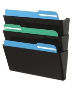 Deflect-O Stackable 3-Pocket DocuPocket Wall File, 19inH x 13inW x 4inD, Black