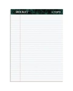 TOPS Docket Letr-Trim Legal Ruled White Legal Pads - 50 Sheets - Double Stitched - 0.34in Ruled - 16 lb Basis Weight - 8 1/2in x 11 3/4in - White Paper - Marble Green Binder - Perforated, Hard Cover, Resist Bleed-through - 12 / Pack