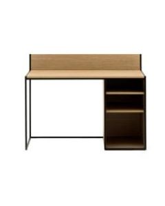 Allermuir Crate 48inW Desk With Open Storage Pedestal, Oak/Black
