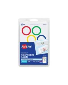 Avery Removable Round Multipurpose Labels, Color Coding, 5407, 1 1/4in Diameter, Assorted Colors, Pack Of 400