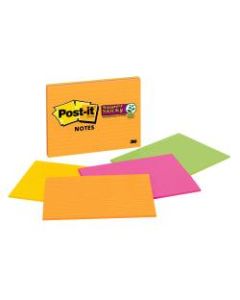 Post-it Super Sticky Notes, 8in x 6in, Rio de Janeiro, Lined, Pack Of 4 Pads