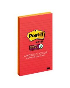 Post-it Super Sticky Notes, 5in x 8in, Marrakesh, Lined, Pack Of 4 Pads