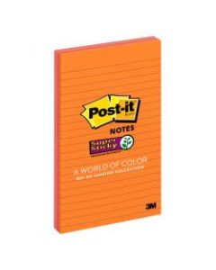Post-it Super Sticky Notes, 5in x 8in, Rio de Janeiro Color Collection, Lined, Pack Of 4 Pads