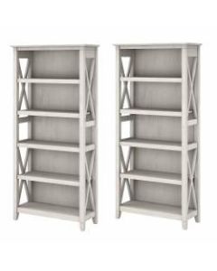 Bush Furniture Key West 5-Shelf Bookcase Set, Linen White Oak, Standard Delivery
