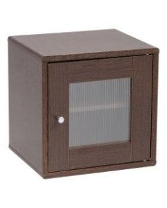 IRIS Storage Cube With Window Door, 13-1/2inH x 13-1/2inW x 11-7/16inD, Brown Oak