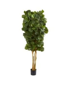 Nearly Natural 7ftH Artificial Fiddle Leaf Fig Tree With Pot, Green/Black