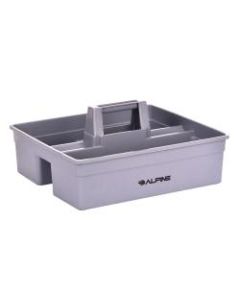 Alpine Plastic Cleaning Caddy, 3 Compartments, 15-1/8inH x 13-3/16inW x 6-11/16inD, Gray