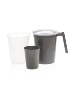 Medline Premium Water Pitcher & Tumbler Set, Graduated Inner Plastic Liner, Graphite, Pack Of 40