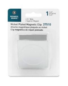Business Source Nickel Plated Magnetic Clips - 2.3in Length - 1Each - Chrome - Metal, Nickel Plated