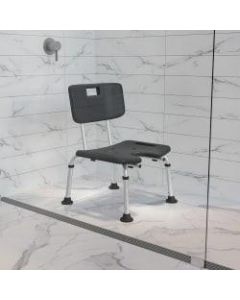 Flash Furniture Hercules Adjustable Bath And Shower Chair With U-Shaped Cutout, 33-3/4inH x 19-1/4inW x 20-1/2inD, Gray