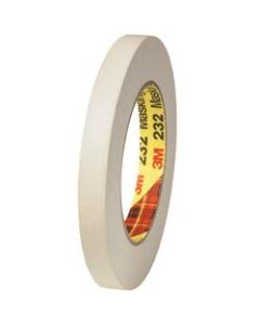 3M 232 Masking Tape, 3in Core, 0.25in x 180ft, Tan, Case Of 12