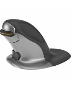 Posturite Penguin Wireless Ambidextrous Vertical Laser Mouse, Silver/Black