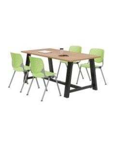 KFI Studios Midtown Table With 4 Stacking Chairs, Kensington Maple/Lime Green