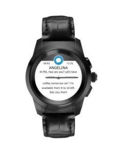 MyKronoz ZeTime Premium Hybrid Smartwatch, Petite, Brushed Black/Black Embossed Leather, KRZT1PP-BBK-BKLEA