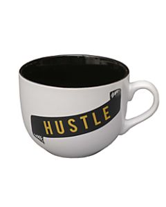 Gartner Studios Soup Mug, Hustle, 16 Oz, White/Black