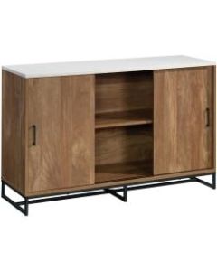 Sauder Tremont Row Modern TV Credenza With Sliding Doors, Sindoori Mango/White