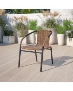 Flash Furniture Rattan Stack Chair, Black/Medium Brown