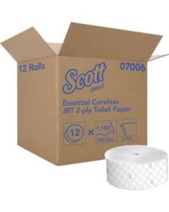 Scott Essential Coreless, Jr. 2-Ply Toilet Paper, 65% Recycled, Pack Of 12 Rolls