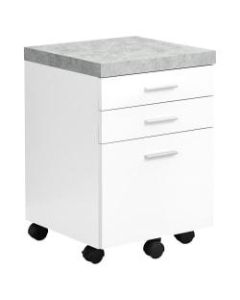 Monarch Specialties 17-3/4inD Vertical 3-Drawer File Cabinet, White/Cement-Look