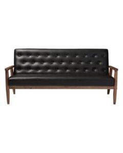 Baxton Studio Noel Sofa, Black/Dark Walnut