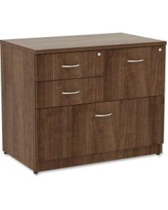 Lorell Essentials 35-1/2inW Lateral 4-Drawer Combo File Cabinet, Walnut