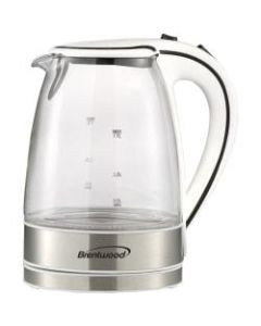 Brentwood 1.7L Borosilicate Glass Tea Kettle, White, KT-1900W