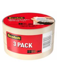 Scotch Home and Office Masking Tape, 3/4in x 60 Yd., Pack Of 3 Rolls