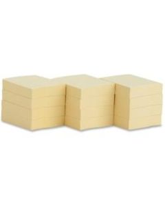 Business Source Yellow Repositionable Adhesive Notes - 1.88in x 1.38in - Rectangle - Yellow - Repositionable, Solvent-free Adhesive - 12 / Pack