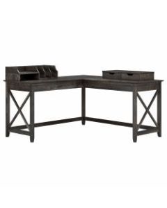 Bush Furniture Key West 60inW L-Shaped Desk With Desktop Organizers, Dark Gray Hickory, Standard Delivery