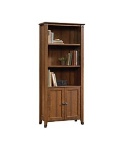 Sauder Carson Forge Library 4-Shelf Bookcase With Doors, Washington Cherry